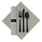 Hoffmaster 7.5" x 4.25" Linen-Like CaterWrap Onyx Gray Pre-Rolled Dinner Napkins with Black Cutlery PK 100 120017 - alternate 1